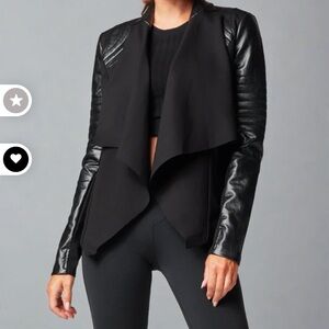 Blanc Noir Womens Drape Front Jacket Moto Black Small EUC